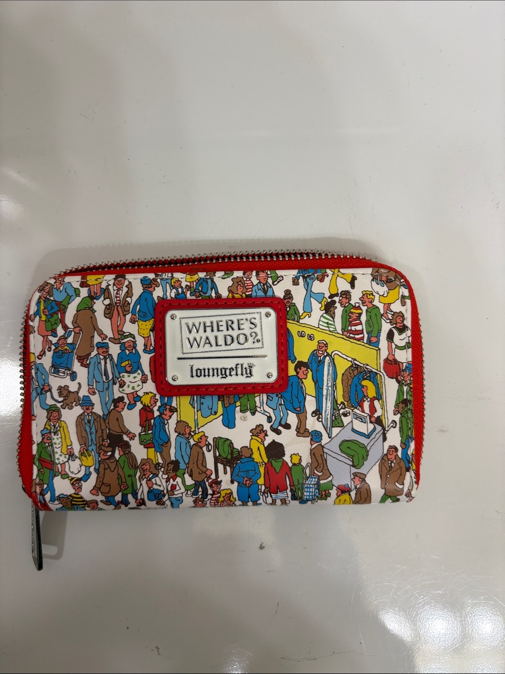 Loungefly Where's Waldo? Crowd Print Zip Wallet - Red Trim